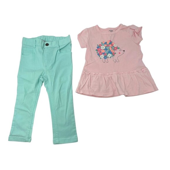 Baby Girls - 1 Top with Ruffle, 1 Bodysuit, 1 Leggings, 1‎ Jeans - Size 24 M, 2T - Picture 4 of 7